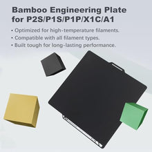 Load image into Gallery viewer, Bamboo Engineering Plate for Bambu Lab X2D/P2S/P1S/P1P/X1C/A1, High-Temperature Build Plate for All Filaments, Smooth Surface, Durable Coating, Strong Adhesion with Glue, 3D Printer Platform, ForPSPSPPXXCA_2190