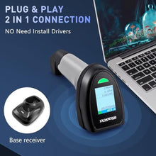 Load image into Gallery viewer, Barcode Scanner Wireless, QR Code Scanner Handheld Bar Code Scanners with Base 2 in 1 USB Wired Connection & 2.4G Wireless 1D&2D&PDF417 Data Matrix Automatic Barcode Reader, NSPT_178