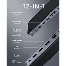 Load image into Gallery viewer, Baseus Laptop Docking Station, 4K Multitasking Docking Station with 2 HDMI+DP, PD, 3 USB-A, RJ45, Audio, TF/SD Card Reader, USB Hub Compatible for MacBook/Dell/HP/Surface/Lenovo, Silver_1339