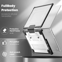 Load image into Gallery viewer, Batianda Heavy Duty Case for New MacBook Pro 14 inch 2026 2025 M5 M4 M3 M2 M1 Pro Max Chip - Starry Dot-Matrix Cover with PU Leather Spine & Foldable Stand - Full Protection Anti-Collision, Black_1674