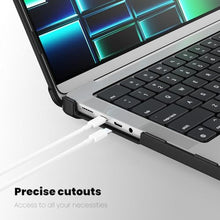 Load image into Gallery viewer, Batianda Heavy Duty Case for New MacBook Pro 14 inch 2026 2025 M5 M4 M3 M2 M1 Pro Max Chip - Starry Dot-Matrix Cover with PU Leather Spine & Foldable Stand - Full Protection Anti-Collision, Black_1676