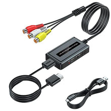 Load image into Gallery viewer, Bcrokory Female RCA to HDMI Converter with HDMI Cable for N64/Wii/PS2/Xbox with Male RCA(RCA Cable Integrated), CVBS AV Composite to HDMI Converter Supports Full HD 720P/1080P Output Switch, FemaleRCAtoHDMI_1