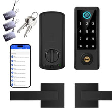 Load image into Gallery viewer, BEBASIA Smart Fingerprint Door Lock with Handle Set, Full App Control, Electronic Digital Touchscreen Keypad, Deadbolt Smart Locks for Front Door, Auto Lock, Black_1