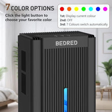 Load image into Gallery viewer, BEDRED Dehumidifier, 95OZ Dehumidifier for Home 1000 sq ft - Quiet with Auto Shut Off & Relaxing 7 Color Ambient Light, Ideal for Livingroom, Bedroom, Basement (Black)_1583
