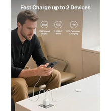 Load image into Gallery viewer, Belkin 50W Dual GaN USB C Charger Block, Fast Charging for Travel, White_569
