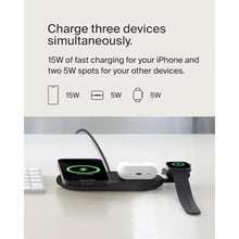 Load image into Gallery viewer, Belkin Qi2 15W Magnetic Wireless Charging Pad, 3 in 1 Fast Charger, Black_1330