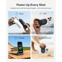 Load image into Gallery viewer, Belkin Stage Powergrip, Magnetic Wireless Charging Camera Grip 9300mAh, Power Bank w/Retractable USB C Cable, Bluetooth, Tripod Attachment, LCD Screen, Portable Charger for iPhone, Google Pixel, etc., Gray_339