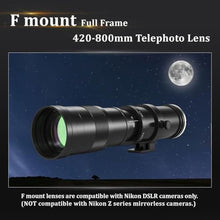 Load image into Gallery viewer, BENOISON Telephoto Lens F Lens for Nikon, 420-800mm for Nikon DSLR, Manual Focus MF Zoom Lens for Nikon D3500 D850 D7500 D5600 D3400 D500 D7200 D5500 D750 D810 D3300 D5300 D610 D7100 D5200 etc, Black_4032