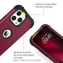 Load image into Gallery viewer, BENTOBEN Compatible with iPhone 15 Pro Max Phone Case 2023, Heavy Duty 3 in 1 Full Body Rugged Shockproof Hybrid Hard PC Soft Rubber Bumper Drop Protective Girls Women Boys Men Cover, Wine Red/Black_342