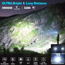 Load image into Gallery viewer, BERCOL Flashlights High Lumens Rechargeable, 990,000 Lumens Super Bright Led Flashlight with 5 Modes, IPX6 Waterproof Powerful Flash Light Multifunctional Flashlights for Home Emergecies Camping, Black_109