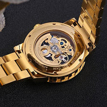 Load image into Gallery viewer, BERNY Gold Watches for Men Automatic Mechanical Wristwatch Skeleton Luxury Dress Mens Watch Exhibition Back Cover Luminous Hour Marker 5ATM Waterproof, Full Gold, FullGold_1713