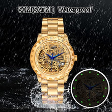 Load image into Gallery viewer, BERNY Gold Watches for Men Automatic Mechanical Wristwatch Skeleton Luxury Dress Mens Watch Exhibition Back Cover Luminous Hour Marker 5ATM Waterproof, Full Gold, FullGold_1714