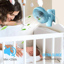 Load image into Gallery viewer, BESKAR USB Clip on Fan, Portable Small Desk Fan with Cord Powered, SkyBlue_888