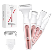 Load image into Gallery viewer, Bikini Trimmer for Women, 4-in-1 Waterproof Lady's Electric Razor Shaver and Facial Hair Removal, Cordless Rechargeable Body Hair Trimmer Grooming Sets for Leg, Armpit, Face, Eyebrow (White)_1