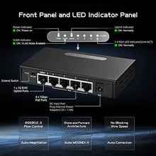 Load image into Gallery viewer, Binardat 5 Port Gigabit POE Switch, 4 Ports 1000Mbps IEEE802.3af/at, 1 Uplink, 65W Power Supply, Mini Metal Case Unmanaged Plug and Play, black_6818