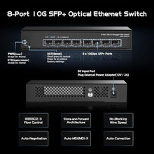 Load image into Gallery viewer, Binardat 8 Port 10 Gigabit SFP+ Managed Switch, Supports 1G/10G SFP+ Module, 160Gbps Bandwidth, Web L3 Managed, Fanless Fiber Desktop Network Switch Metal, Black_6661