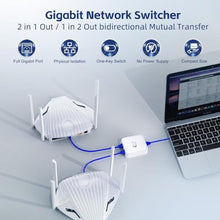 Load image into Gallery viewer, Binardat Gigabit Network Switcher, Passive Ethernet Selector, in/Out to A or B Network, Bidirectional Manual Switcher, No Power Required (White)_6226