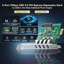 Load image into Gallery viewer, Binardat PCIE to 4 Ports USB 3.0 Expansion Card, Self-Powered, Low Profile Bracket, USB3 Hub Controller Adapter for Windows 10/11_6475