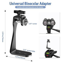 Load image into Gallery viewer, Binocular Tripod, 72 Spotting Scope Tripod Stand with Binocular Adapter and 2 QR Plates, Travel Camera Stand with Phone Holder/Carry Bag, Compatible with Binoculars/Spotting Scope/Camera/Phone, Black_254