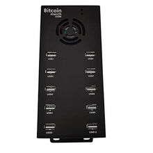 Load image into Gallery viewer, BitcoinMerch.com - 10 Port USB Hub 120W Powered USB 2.0 Charging Hub 12V 10A PSU for NewpPac, Antminer, Moonlander, Black_1008