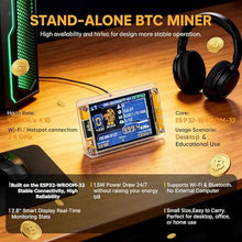 Load image into Gallery viewer, Bitcoins Miner NM V2, 1010 KH/s BTC Solo Miner, One Shot Miner with ESP32 Development Board, 2.8 Inch Smart Display Lottery Miner Crypto Mining Machine for Home with Shell, yellow_587