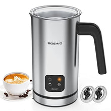 Load image into Gallery viewer, BIZEWO Milk Frother Electric, Warm and Cold Milk Steamer, 4 IN 1 Automatic Milk Warmer Stainless Steel with Touch Screen for Coffee, Latte, Macchiato, Cappuccino, Hot Chocolate, Silver_1