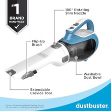 Load image into Gallery viewer, Black+Decker, Dustbuster AdvancedClean Handheld Vacuum Cordless, Compact Home and Car Vacuum with Crevice Tool, Rotating Nozzle and Charging Station, Blue_3164
