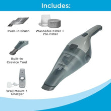 Load image into Gallery viewer, BLACK+DECKER dustbuster Handheld Vacuum, 8V Cordless, Hand Vacuum for Quick Cleanup with Crevice Tool and Washable Filter (HNVC220BCZ01), DarkGrey_7282