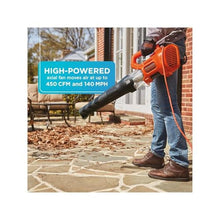 Load image into Gallery viewer, BLACK + DECKER Electric Leaf Blower, Hand Held Blowers for Lawn Care, Up to 450 CFM and 140 MPH Power, Axial, Lightweight, Corded (BEBL750)_4345