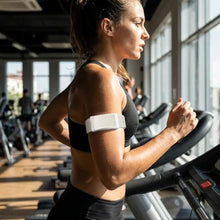 Load image into Gallery viewer, BlikWyt Elastic Bicep Band for Amazfit Helio, Flexible Arm & Ankle Strap with Integrated Protective Holder, Soft Breathable Adjustable Solo Loop for All-Day Wear (Starlight)_642