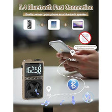 Load image into Gallery viewer, Bluetooth AM FM Shortwave Radio with NOAA Weather Alert,1250mAh Rechargeable Portable Pocket Radio with Best Reception,5W Big Speaker, Digital Tuner and Earphone,Support SD Card and USB PlayerBrown_3715