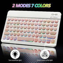 Load image into Gallery viewer, Bluetooth Keyboard and Mouse Combo for iPad - Rechargeable Wireless Keyboard & Mouse with 7-Color Backlit Compatible with iPad 9th/8th Gen, iPad Pro/Air/Mini, iPhone14/13/12 Pro, Round Keys Pink_6667