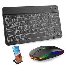 Load image into Gallery viewer, Bluetooth Keyboard & Mouse Combo for iPad - Rechargeable RGB Wireless Set with 7-Color Backlit, Compatible with iPad 10th/9th/8th Gen, iPad Pro/Air/Mini (Black)._1