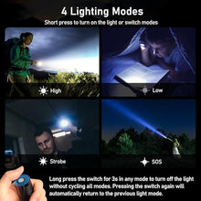 Load image into Gallery viewer, Blukar Rechargeable Flashlight, Super Bright Adjustable Focus Flashlights, Black_1265