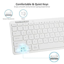 Load image into Gallery viewer, Bnnwa Multi-Device Wireless Bluetooth Keyboard Compact Slim Wireless Keyboards Compatible with Windows, Mac, Android, iPad, Easy-Switch up to 3 Devices, Dual-Mode (2 x Bluetooth + USB 2.4G) (White)_2752