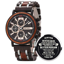 Load image into Gallery viewer, BOBO BIRD S18-1 Personalized Engraved Wood Watch Customized Wooden Watches for Husband Boyfriend Birthday Anniversary (Man-2)_1