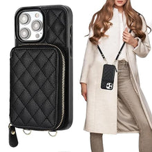 Load image into Gallery viewer, Bocasal Crossbody Wallet Case for iPhone 15 Pro Max, RFID Blocking PU Leather Zipper Handbag Purse Flip Cover, Kickstand Folio Case with Card Slots Holder Wrist Strap Lanyard 5G 6.7 Inch (Black)_1