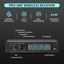 Load image into Gallery viewer, Boeska Wireless Microphone System, 4x50 Channels Cordless Handheld Microphones, 200FT UHF Range, Mics with Stable Signal Transmission for Karaoke Singing Party Church Wedding PA Speaker, Black_109