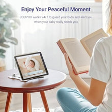 Load image into Gallery viewer, BOOPOO 2K Baby Sleep Breathing Monitor Camera for Newborn & Crib Mount, 5G Wi-Fi, Nursery Night Light, Sensor-Free, Sound/Motion/Cry Tracking Notification, Night Vision, No Monthly Fee, White_2023