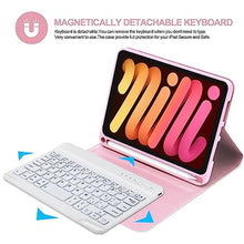 Load image into Gallery viewer, BORIYUAN iPad mini 7th Gen Keyboard Case 2024, Detachable Bluetooth Keyboard Slim Folio Smart Cover with Build-in Pencil Holder for iPad mini (A17 Pro) 7th Gen 2024 / 6th Gen 8.3 Inch, Pink_1600