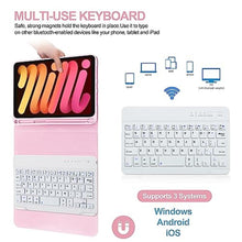 Load image into Gallery viewer, BORIYUAN iPad mini 7th Gen Keyboard Case 2024, Detachable Bluetooth Keyboard Slim Folio Smart Cover with Build-in Pencil Holder for iPad mini (A17 Pro) 7th Gen 2024 / 6th Gen 8.3 Inch, Pink_1602