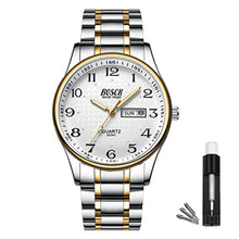 Load image into Gallery viewer, BOSCK Analog Mens Watch,40mm Easy Read Auto Date and Day Stainless Steel Business Watch for Men,30M Waterproof Sports Mens Wrist Watches, Goldsilver_1