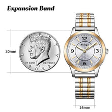 Load image into Gallery viewer, BOSHIYA Watches for Women Easy Reader 30mm Stainless Steel Expansion Band Sliver Gold Ladies Small Wrist Watch (Gold)_812