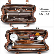 Load image into Gallery viewer, BOSTANTEN Women Leather Handbag Designer Top Handle Satchel Shoulder Bag Crossbody Purses Deep Coffee-Brown, BdeepCoffeeSignature_308