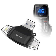 Load image into Gallery viewer, BoxWave Smart Gadget Compatible with artfone C1+ 4G - AllReader SD Card Reader, microSD Card Reader SD Compact USB - Jet Black, JetBlack_1
