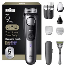 Load image into Gallery viewer, Braun All-in-One Series 9 PRO Men's Electric Beard Trimmer, Hair Clipper, Shaver & Razor for Face, Hair & Body, AIO 9550 with Gillette Labs Razor, Cordless, SatinChrome_1