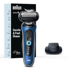 Load image into Gallery viewer, Braun Electric Shaver for Men, Series 6 6120s, Wet & Dry Shave, Turbo & Gentle Shaving Modes, with Precision Trimmer & Pouch, Blue_1