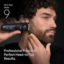 Load image into Gallery viewer, Braun Series 9 All-in-One Beard & Body Grooming Kit for Men, Cordless Trimmer, Hair Clippers & Shaver for Face, Hair & Body with Gillette Labs Razor, AIO 9530, BlueMetallic_248