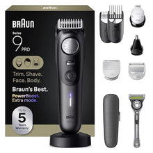 Load image into Gallery viewer, Braun Series 9 PRO All-in-One Beard & Body Grooming Kit for Men, Cordless Trimmer, Hair Clippers & Shaver for Face, Hair & Body with Gillette Labs Razor, AIO 9555, MatteBlack_1