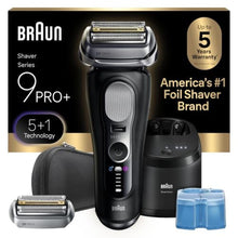 Load image into Gallery viewer, Braun Series 9 PRO+ Electric Shaver for Men, Wet & Dry Foil Razor, 6-in-1 SmartCare Center, Built-in Precision ProTrimmer, Replacement Head, Travel Case, Black 9660CCPS_1